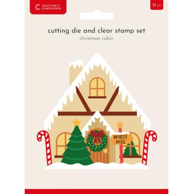 Crafter's Companion Christmas Shaped Card Bases Stamp & Die - Christmas Cabin
